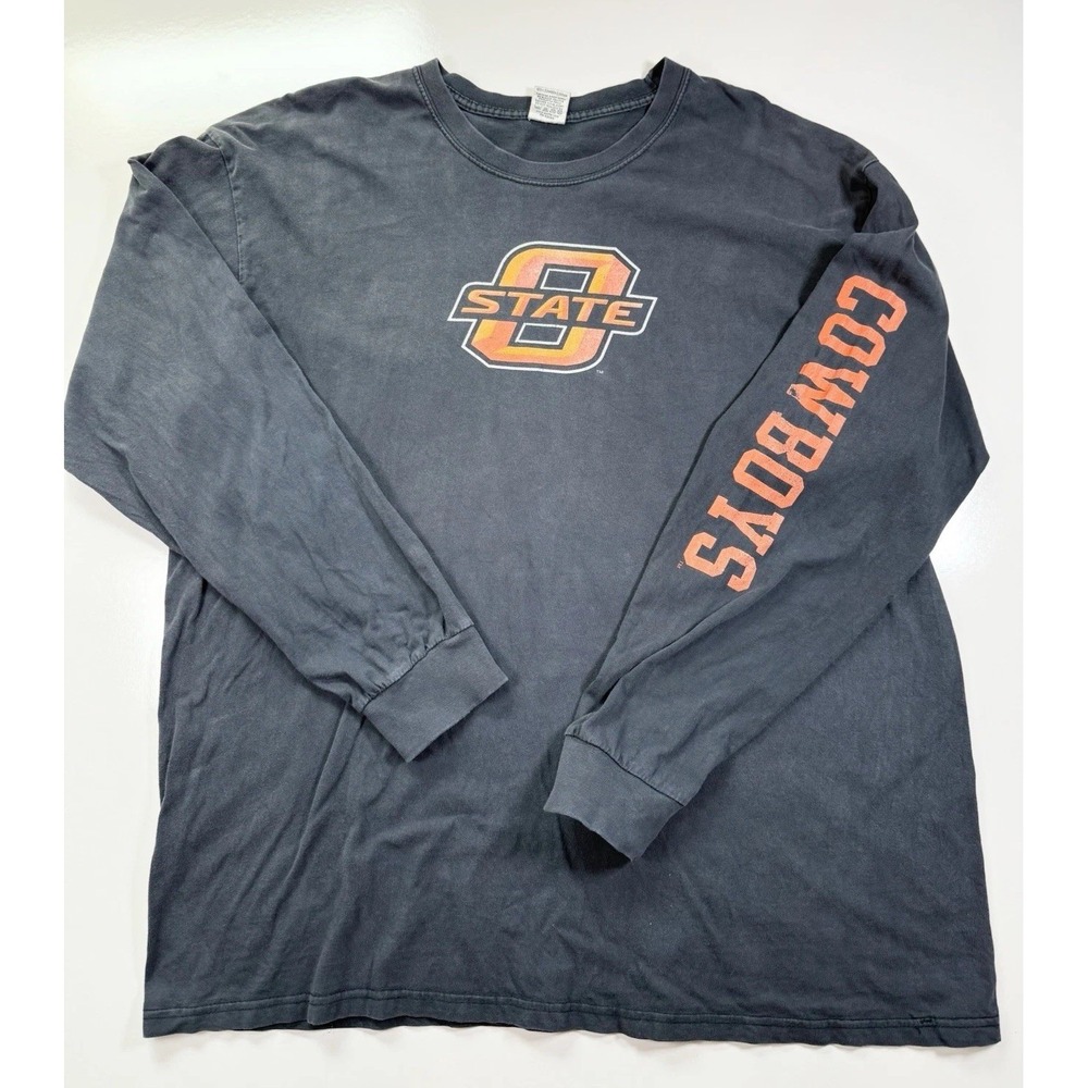 Oklahoma State Cowboys Long Sleeve Shirt Men's 2XL Black NCAA Vintage Streetwear